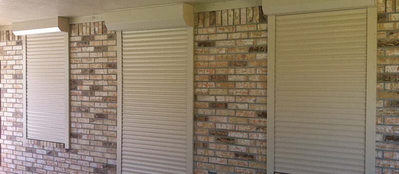 white residential rolling shutters